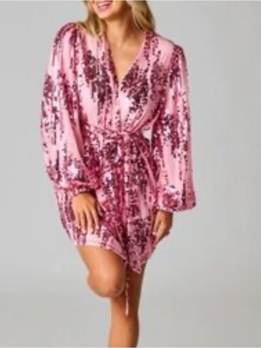Buddy Love Pink Sequin Wrap mini Dress